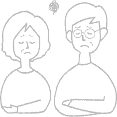 悩む男女のイラスト