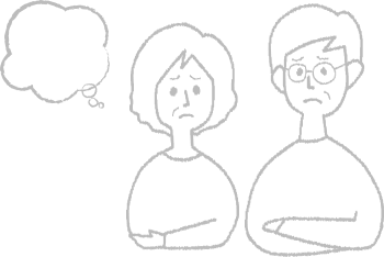 悩む男女のイラスト