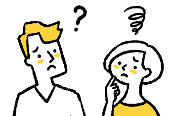 悩む男女のイラスト